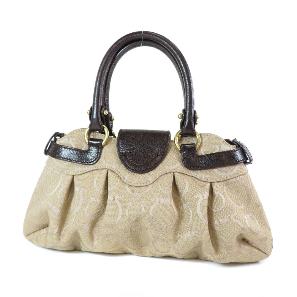 Salvatore Ferragamo Gancini Bag Canvas Shoulder Black